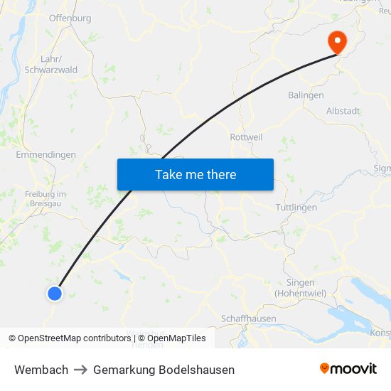 Wembach to Gemarkung Bodelshausen map