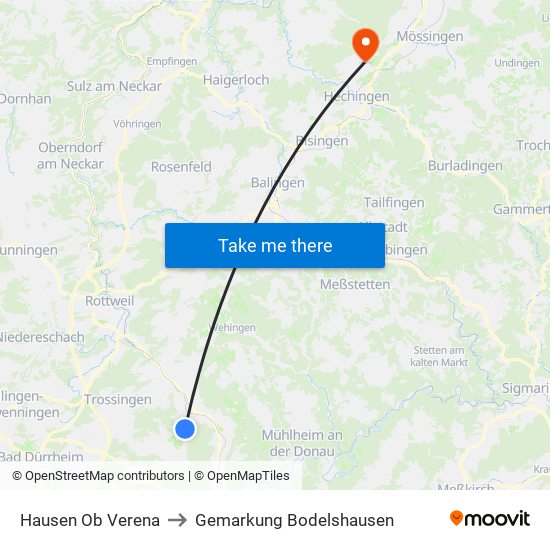 Hausen Ob Verena to Gemarkung Bodelshausen map