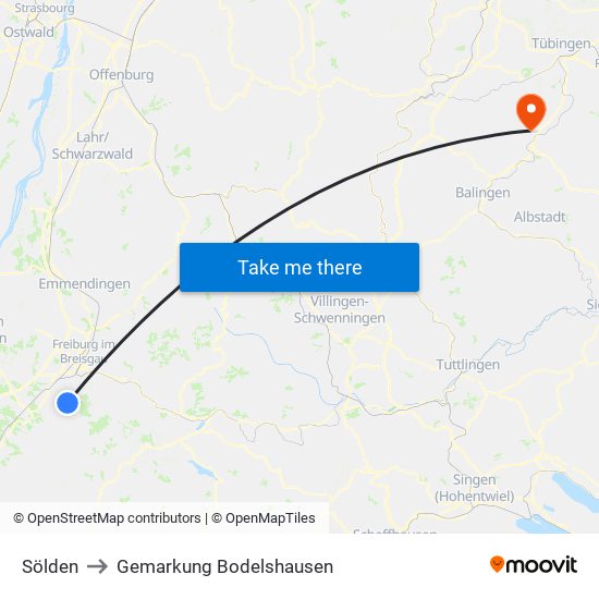 Sölden to Gemarkung Bodelshausen map