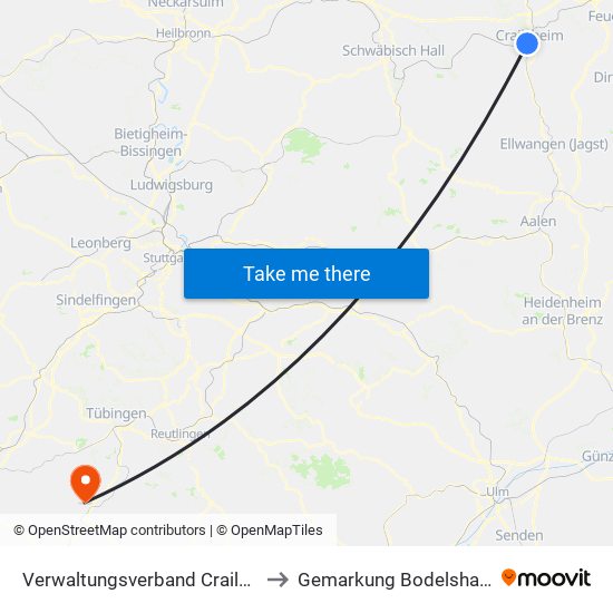 Verwaltungsverband Crailsheim to Gemarkung Bodelshausen map