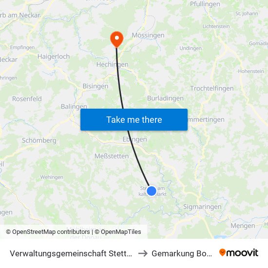 Verwaltungsgemeinschaft Stetten am Kalten Markt to Gemarkung Bodelshausen map