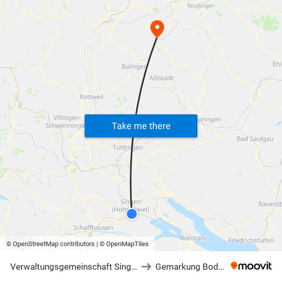 Verwaltungsgemeinschaft Singen (Hohentwiel) to Gemarkung Bodelshausen map