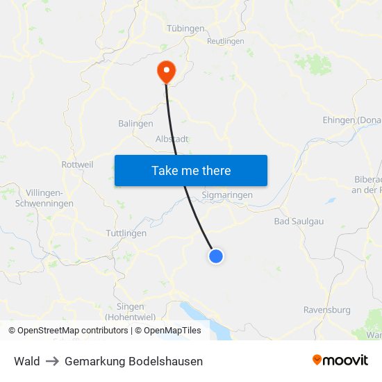 Wald to Gemarkung Bodelshausen map