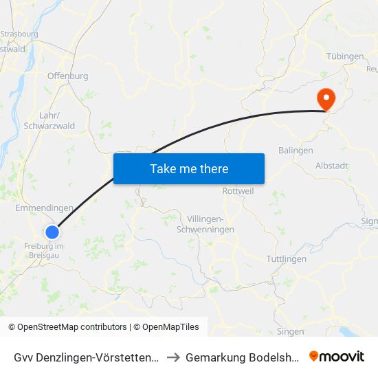 Gvv Denzlingen-Vörstetten-Reute to Gemarkung Bodelshausen map