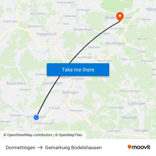 Dormettingen to Gemarkung Bodelshausen map