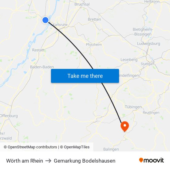 Wörth am Rhein to Gemarkung Bodelshausen map