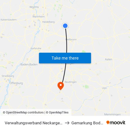 Verwaltungsverband Neckargerach-Waldbrunn to Gemarkung Bodelshausen map