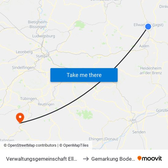 Verwaltungsgemeinschaft Ellwangen (Jagst) to Gemarkung Bodelshausen map