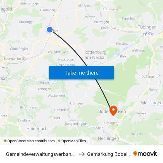 Gemeindeverwaltungsverband Oberes Gäu to Gemarkung Bodelshausen map