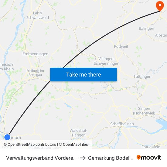 Verwaltungsverband Vorderes Kandertal to Gemarkung Bodelshausen map