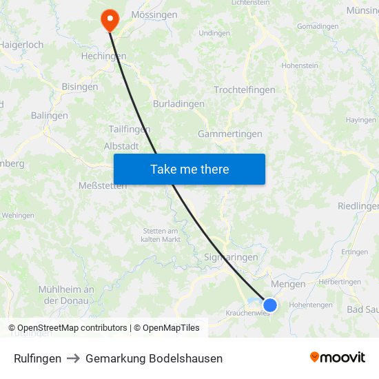Rulfingen to Gemarkung Bodelshausen map