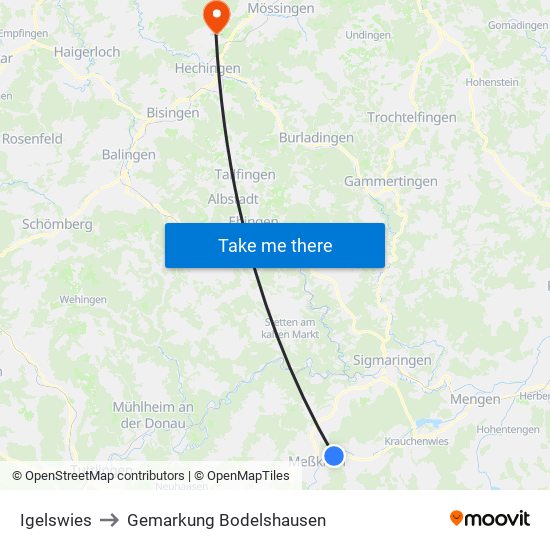 Igelswies to Gemarkung Bodelshausen map