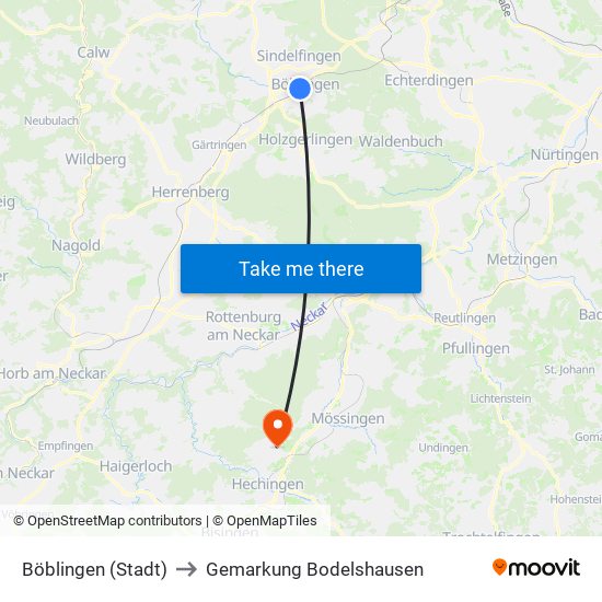 Böblingen (Stadt) to Gemarkung Bodelshausen map