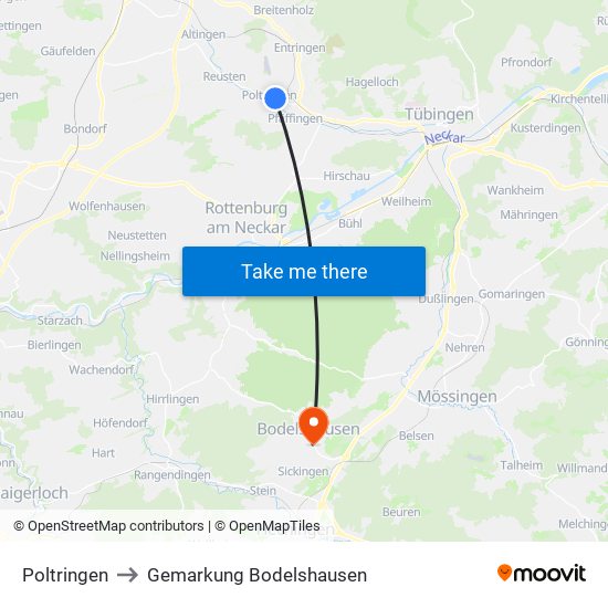 Poltringen to Gemarkung Bodelshausen map