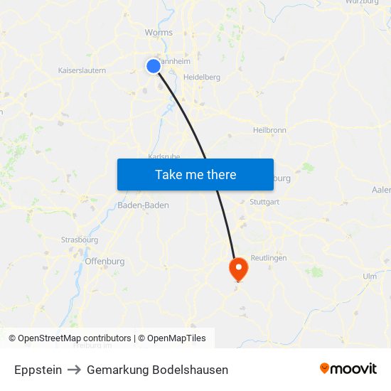 Eppstein to Gemarkung Bodelshausen map