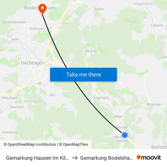 Gemarkung Hausen Im Killertal to Gemarkung Bodelshausen map