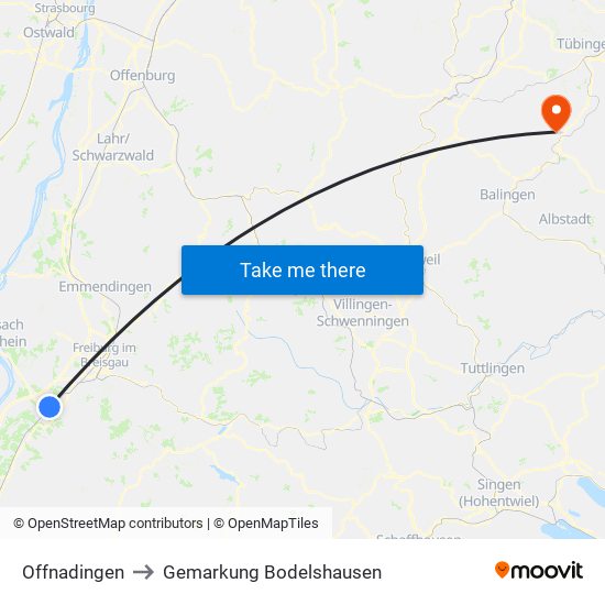 Offnadingen to Gemarkung Bodelshausen map