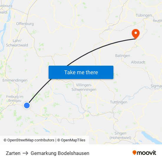 Zarten to Gemarkung Bodelshausen map