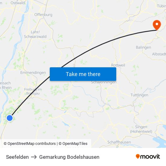 Seefelden to Gemarkung Bodelshausen map