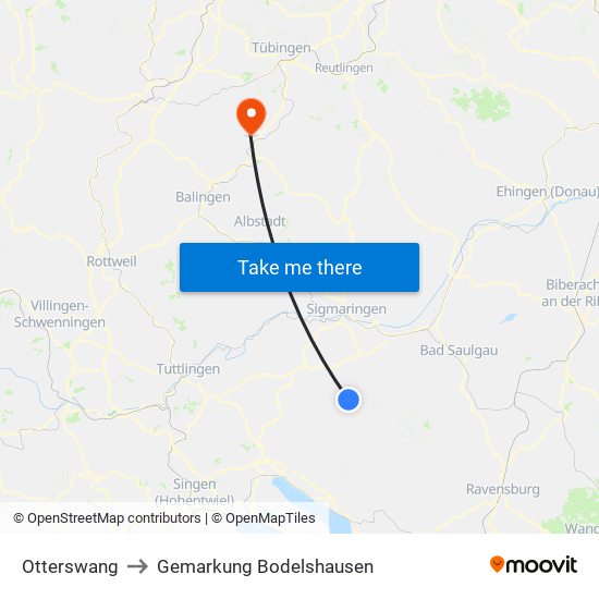 Otterswang to Gemarkung Bodelshausen map