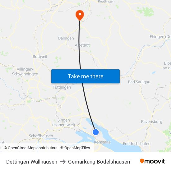 Dettingen-Wallhausen to Gemarkung Bodelshausen map