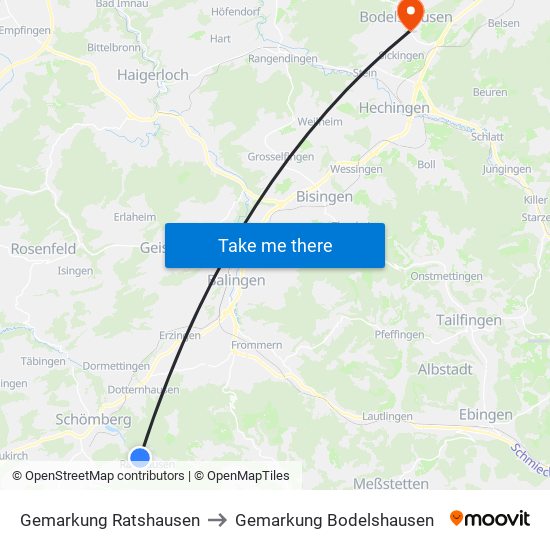 Gemarkung Ratshausen to Gemarkung Bodelshausen map