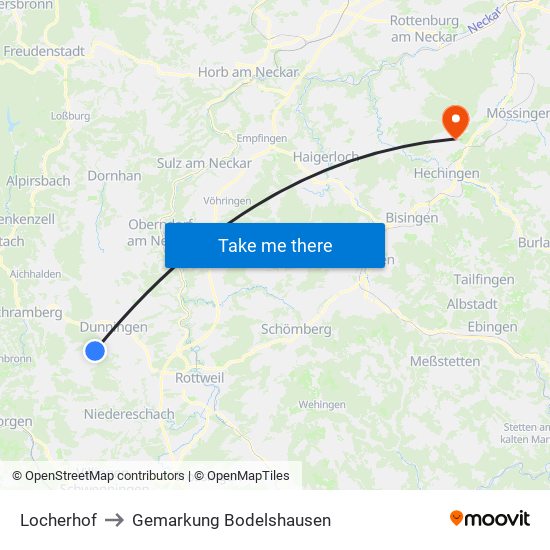 Locherhof to Gemarkung Bodelshausen map