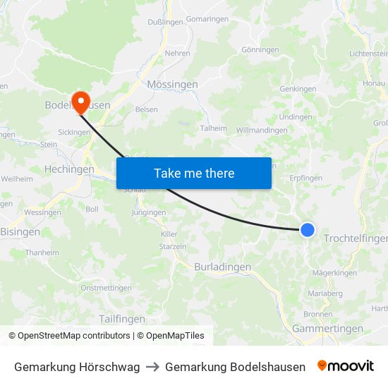 Gemarkung Hörschwag to Gemarkung Bodelshausen map