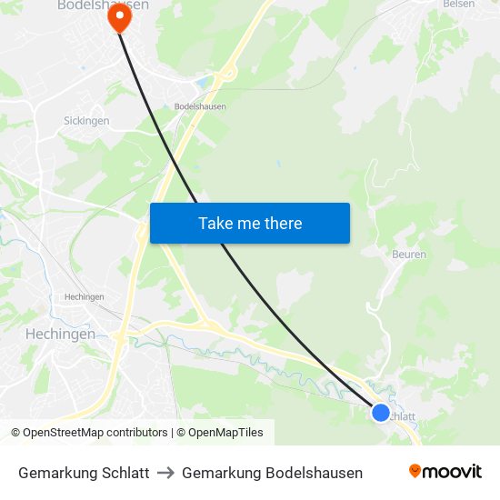 Gemarkung Schlatt to Gemarkung Bodelshausen map