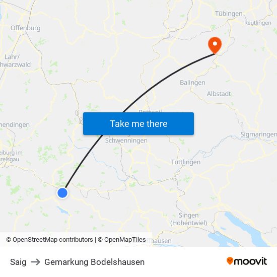 Saig to Gemarkung Bodelshausen map