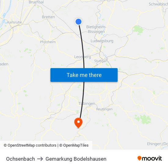 Ochsenbach to Gemarkung Bodelshausen map