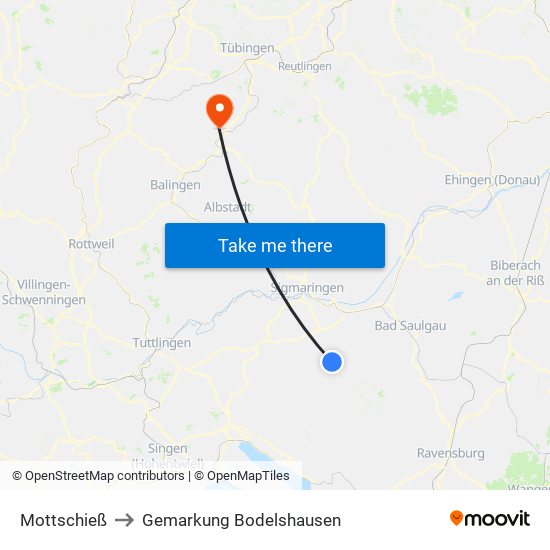 Mottschieß to Gemarkung Bodelshausen map