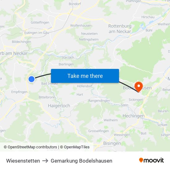 Wiesenstetten to Gemarkung Bodelshausen map