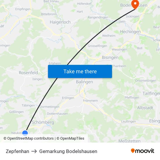 Zepfenhan to Gemarkung Bodelshausen map