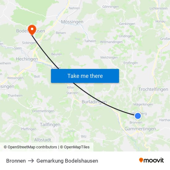 Bronnen to Gemarkung Bodelshausen map