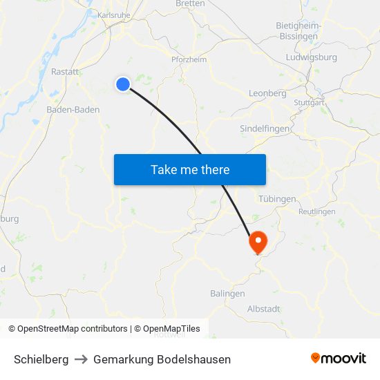 Schielberg to Gemarkung Bodelshausen map