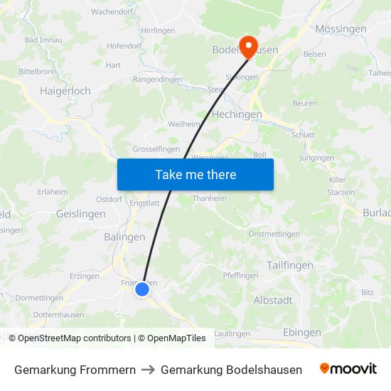 Gemarkung Frommern to Gemarkung Bodelshausen map