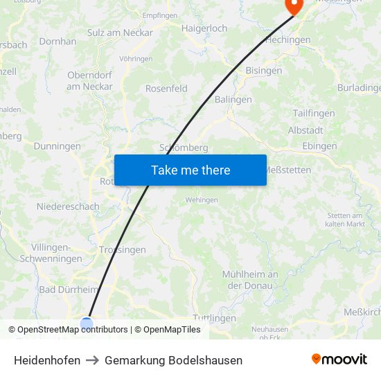 Heidenhofen to Gemarkung Bodelshausen map