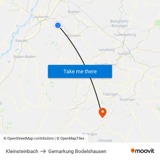 Kleinsteinbach to Gemarkung Bodelshausen map