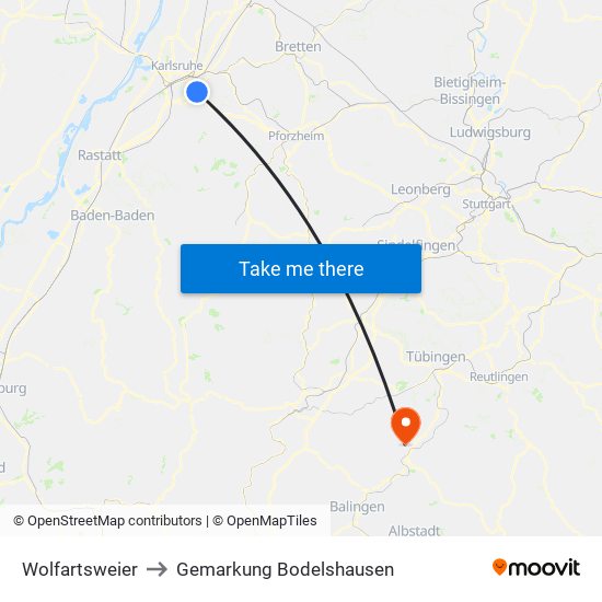 Wolfartsweier to Gemarkung Bodelshausen map