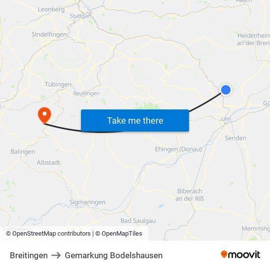 Breitingen to Gemarkung Bodelshausen map