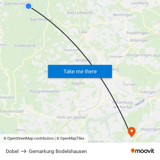 Dobel to Gemarkung Bodelshausen map