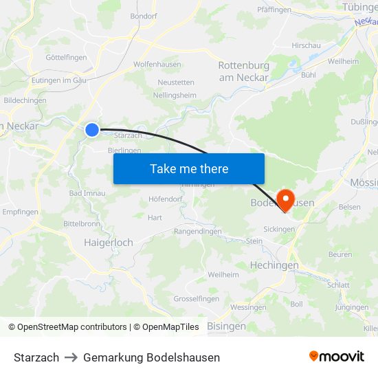 Starzach to Gemarkung Bodelshausen map