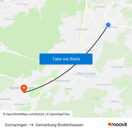 Gomaringen to Gemarkung Bodelshausen map