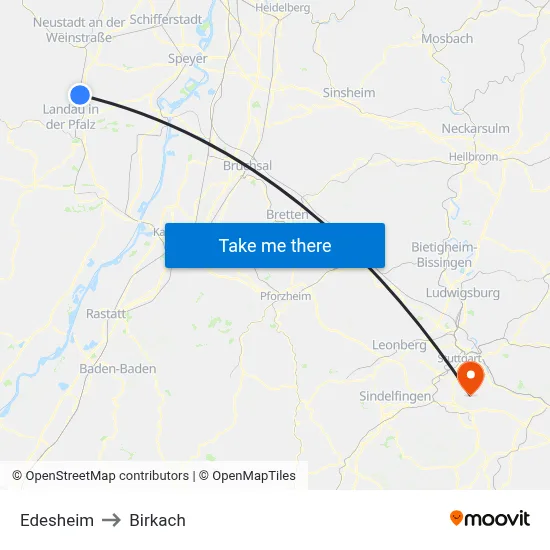 Edesheim to Birkach map