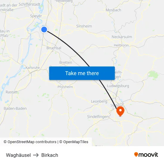 Waghäusel to Birkach map