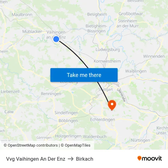 Vvg Vaihingen An Der Enz to Birkach map