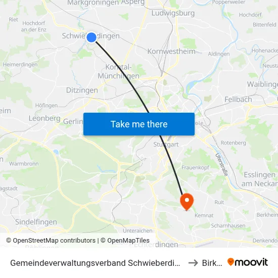 Gemeindeverwaltungsverband Schwieberdingen-Hemmingen to Birkach map