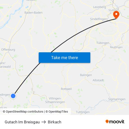 Gutach Im Breisgau to Birkach map
