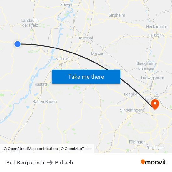 Bad Bergzabern to Birkach map